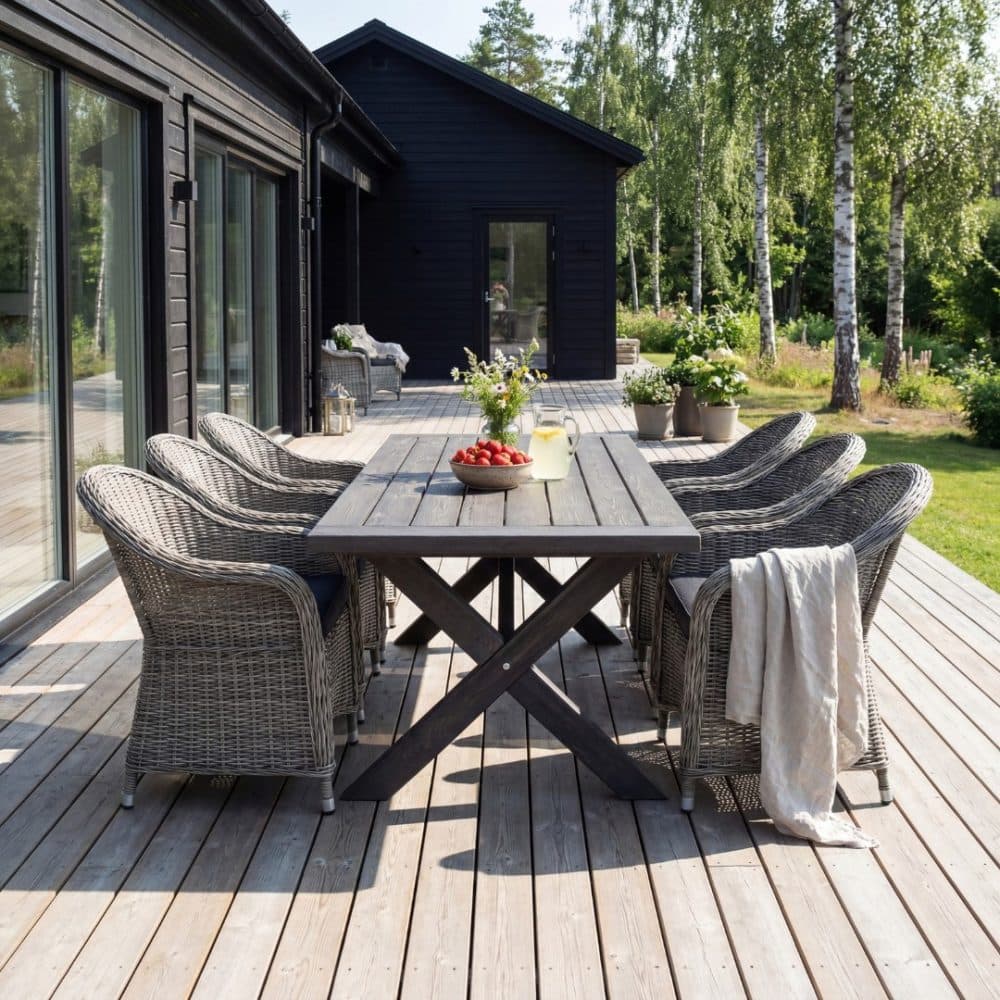 Gråbetsat träbord  | 220 cm  | Oxford