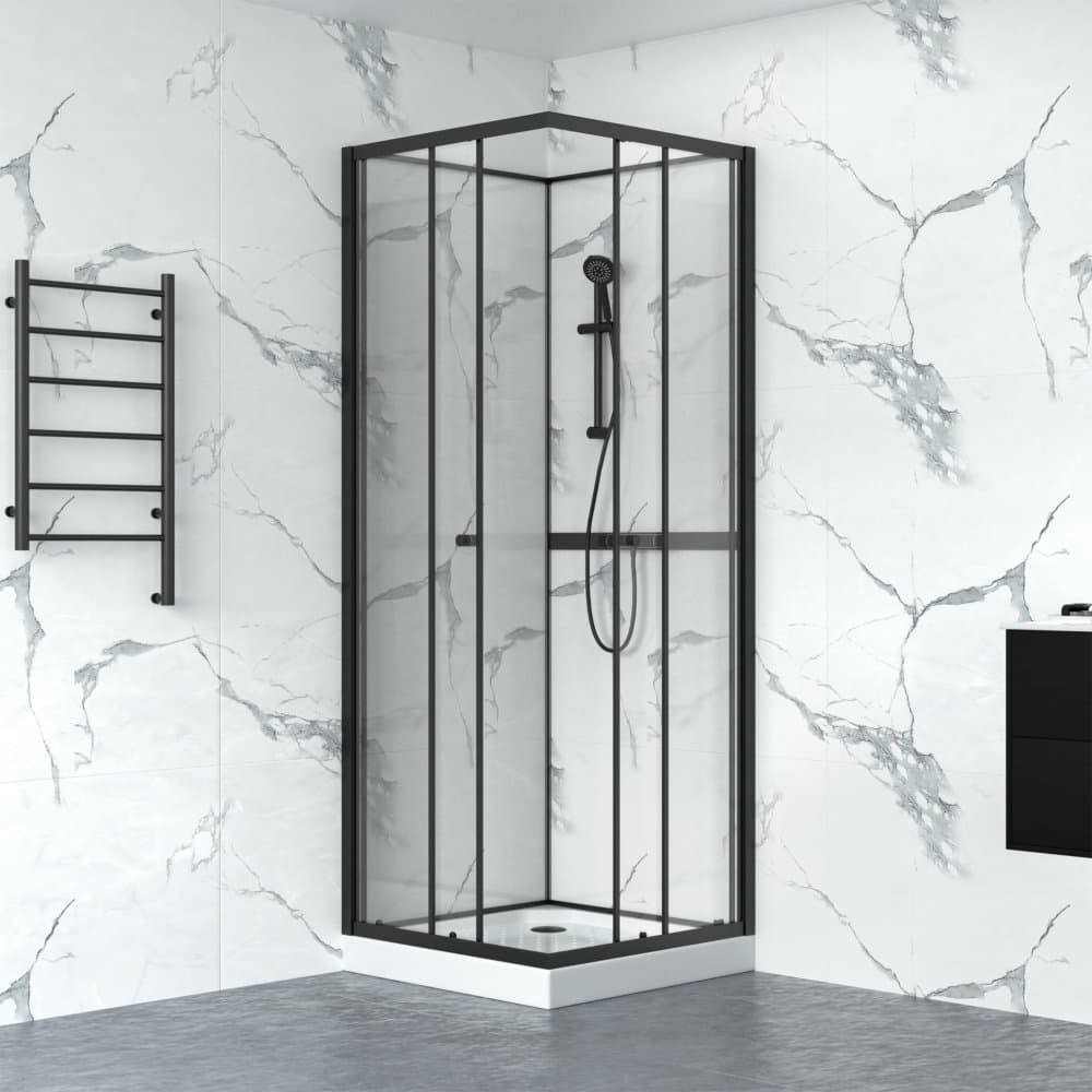 Duschkabin 80x80cm | Aluminium & säkerhetsglas | Svart ram