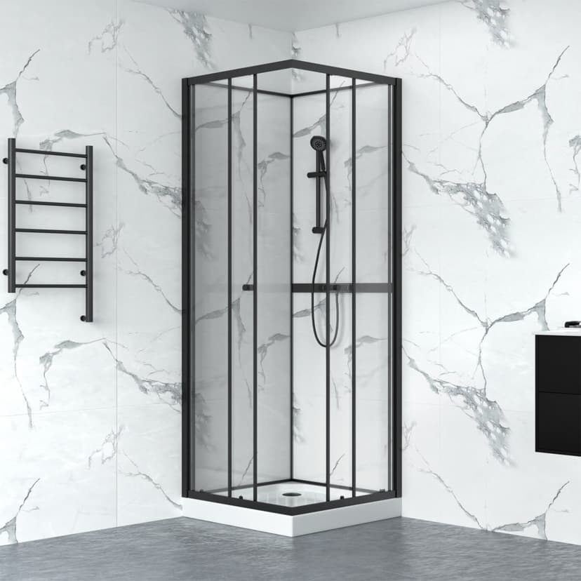 Duschkabin 80x80cm | Aluminium & säkerhetsglas | Svart ram