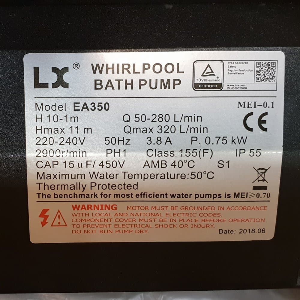 Whirlpool LX EA350 pump till spabad