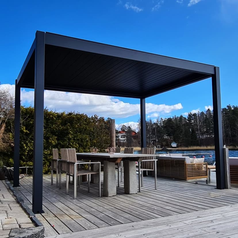 Pergola 3x3m med motordrivet lamelltak | inbyggd belysning