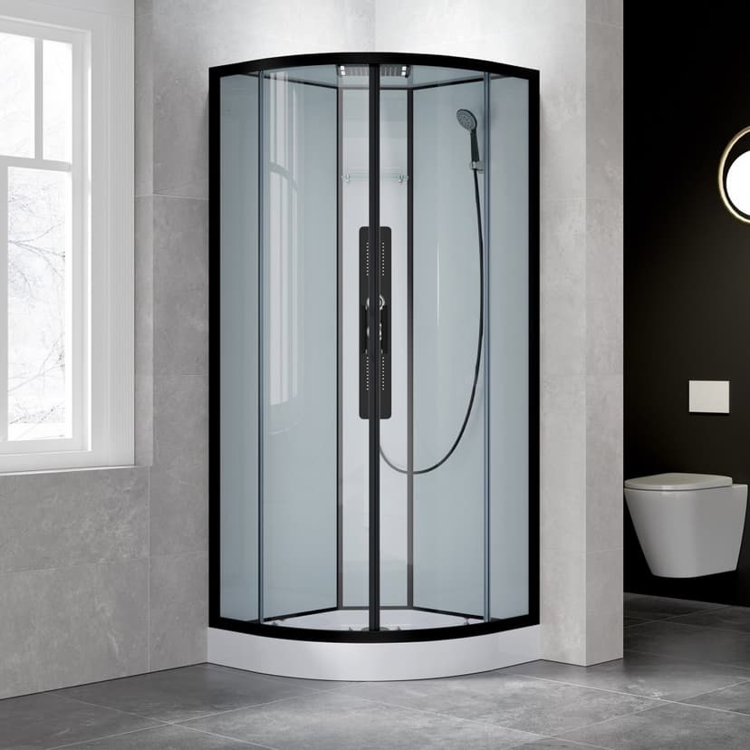 Komplett Duschkabin - Flera strållägen - Regndusch - Svart profil