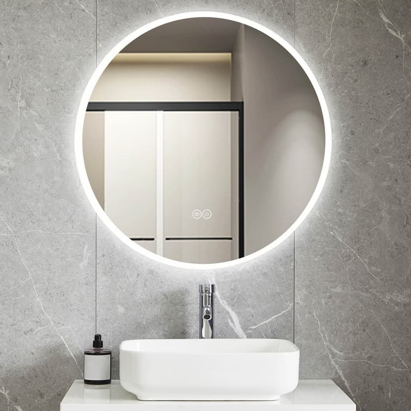 Rund badrumsspegel 80cm med LED-lyse | Anti-fog & touch-styrning