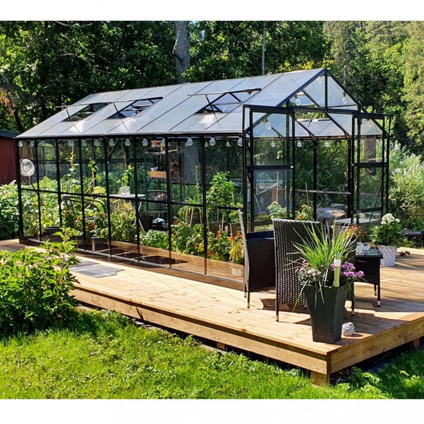 Växthus 12,7m² | 5 års stormgaranti | 4mm säkerhetsglas