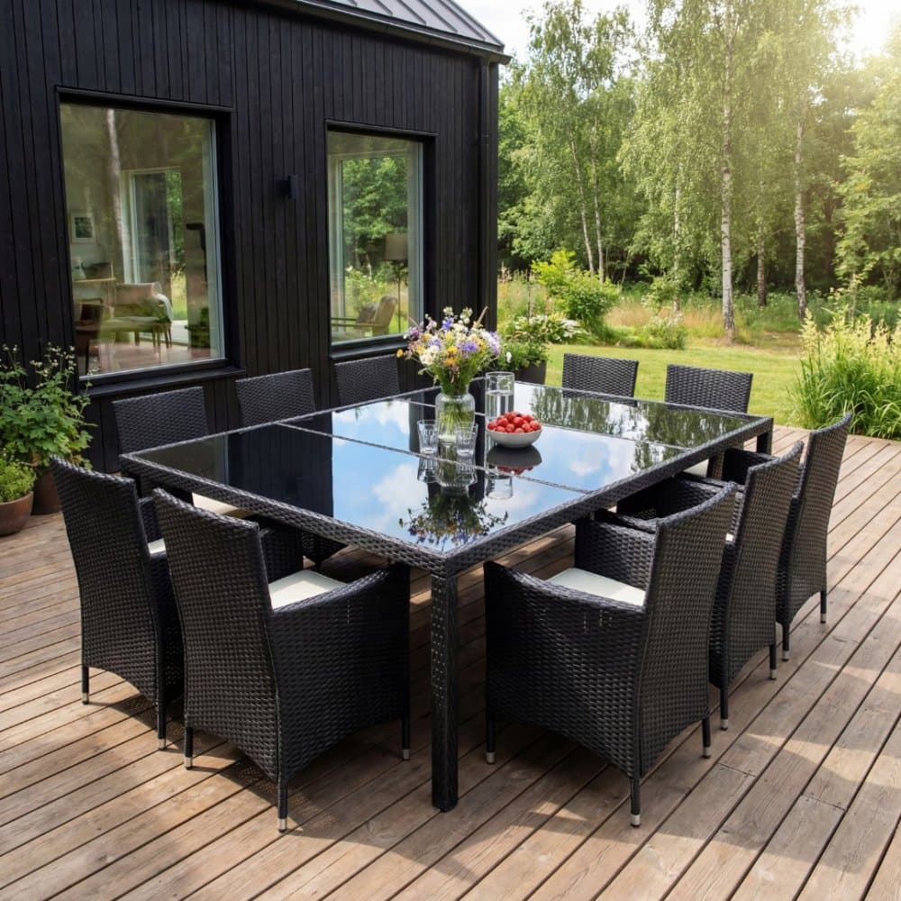 Stor matgrupp utemöbler 220x160cm | 10 stolar | Lyfco Särö