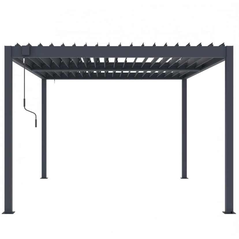 Pergola 3x3 m med lamelltak | Grå stålpergola för uteplats