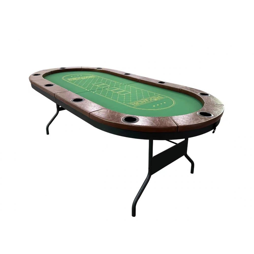 Vikbart Pokerbord | 10 Spelare | Kasinokvalitet, Dryckeshållare, Kuddad Räls