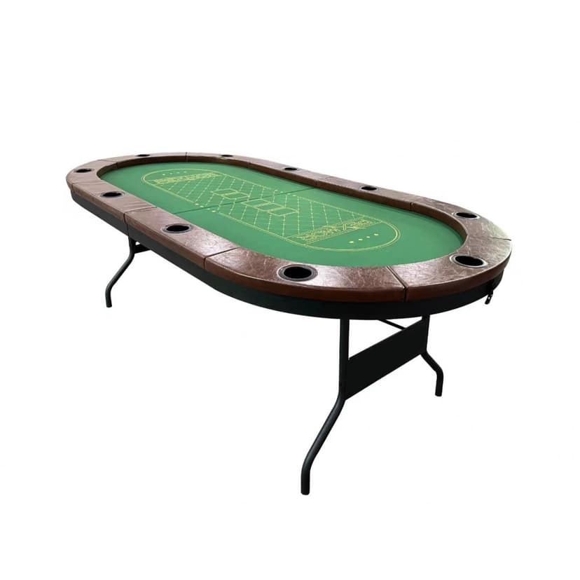 Vikbart Pokerbord | 10 Spelare | Kasinokvalitet, Dryckeshållare, Kuddad Räls