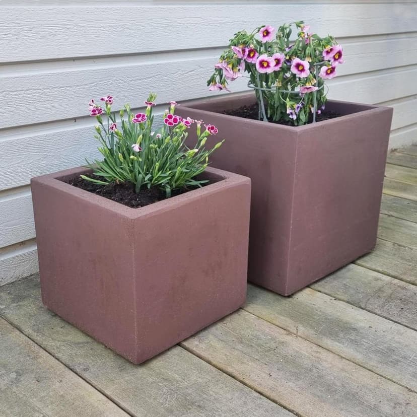 Fiberarmerade utekrukor | Fyrkantiga | 2-pack | Mörkbrun