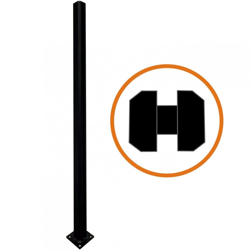 Mitt och 90° graders stolpe till glasräcke | Svart