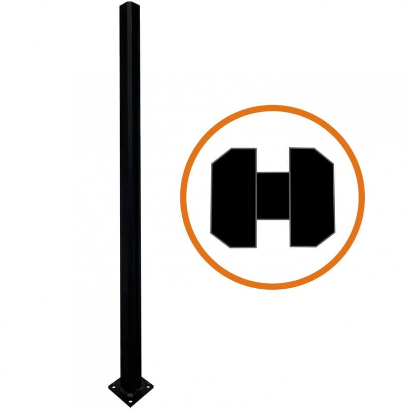 Mitt och 90° graders stolpe till glasräcke | Svart