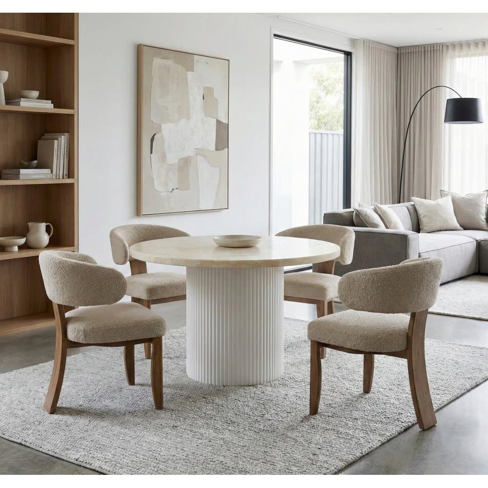 Runt matbord i travertin-look | Ø122 cm | Laxö