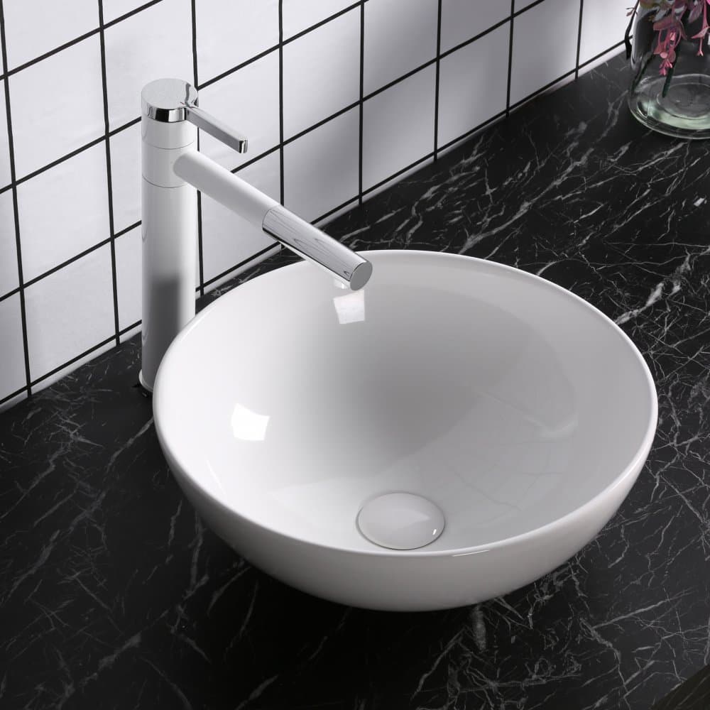 Skålformat handfat 40cm | Tvättställ i porslin med lyxig design