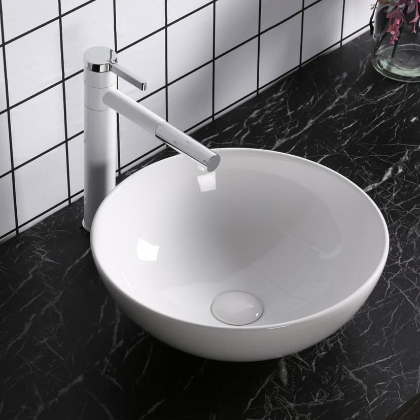 Skålformat handfat 40cm | Tvättställ i porslin med lyxig design