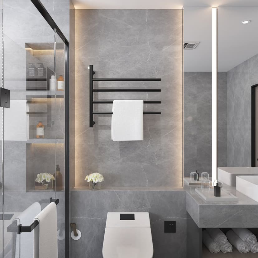 Stor elektrisk handdukstork 63x55x12,5cm | 9007 | Svart