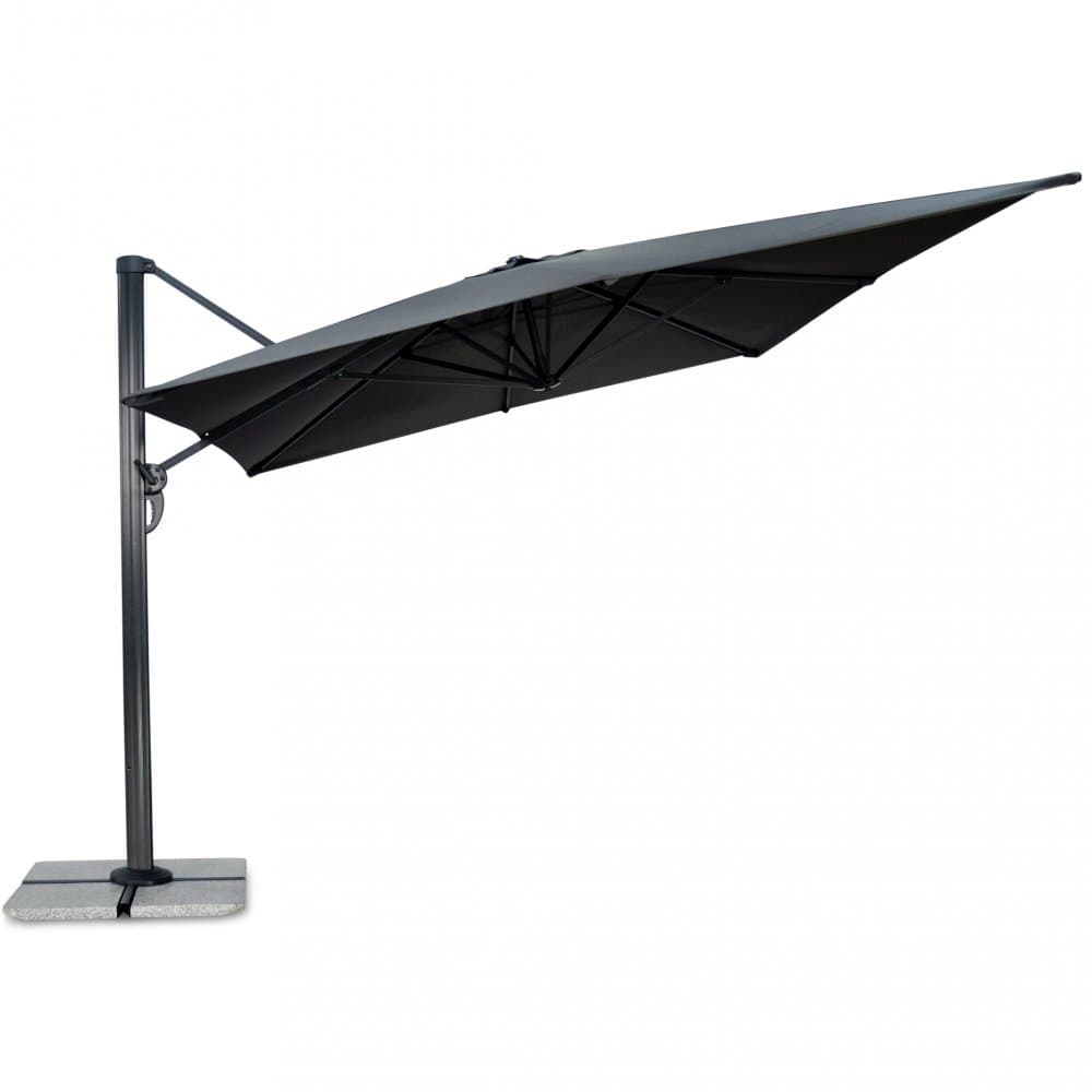 Rektangulärt premiumparasoll 3x4m | Kraftig konstruktion | Grå