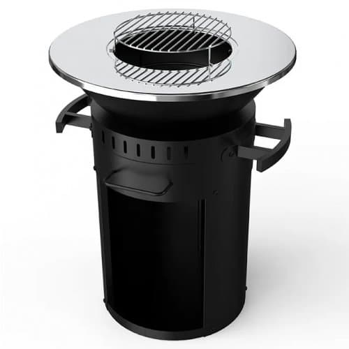 Eldstad med stekhäll och grill | 58 cm fire pit | Svart