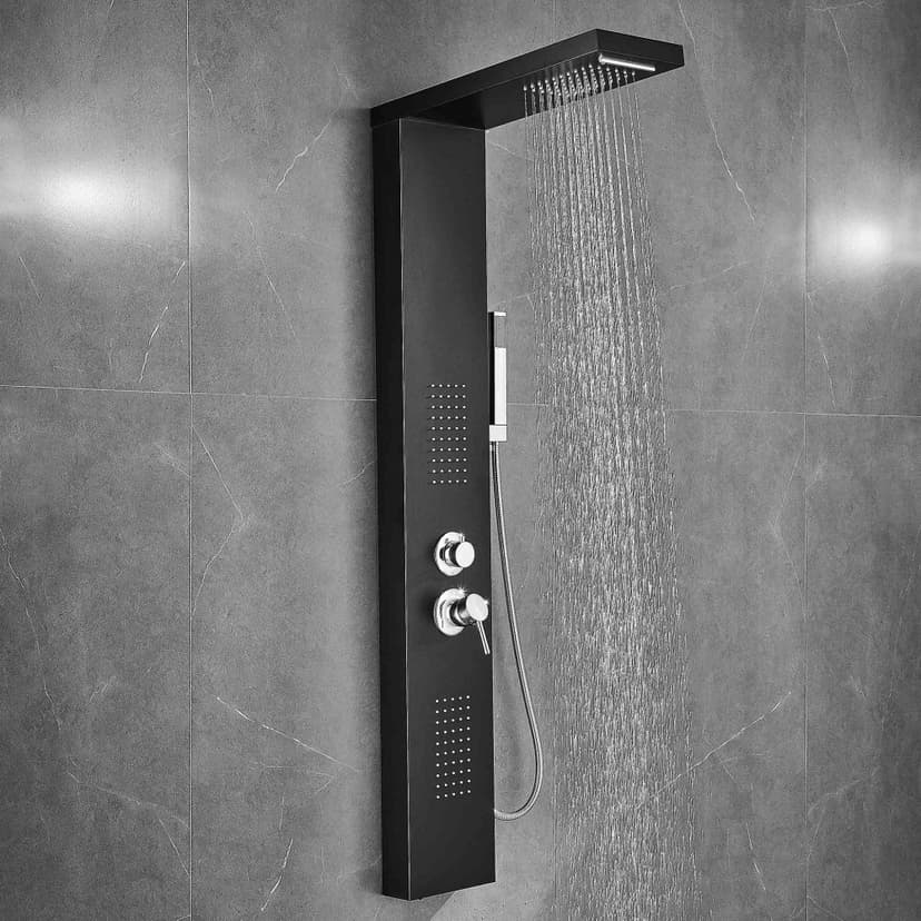 Duschpanel i svart rostfritt stål | Lexi