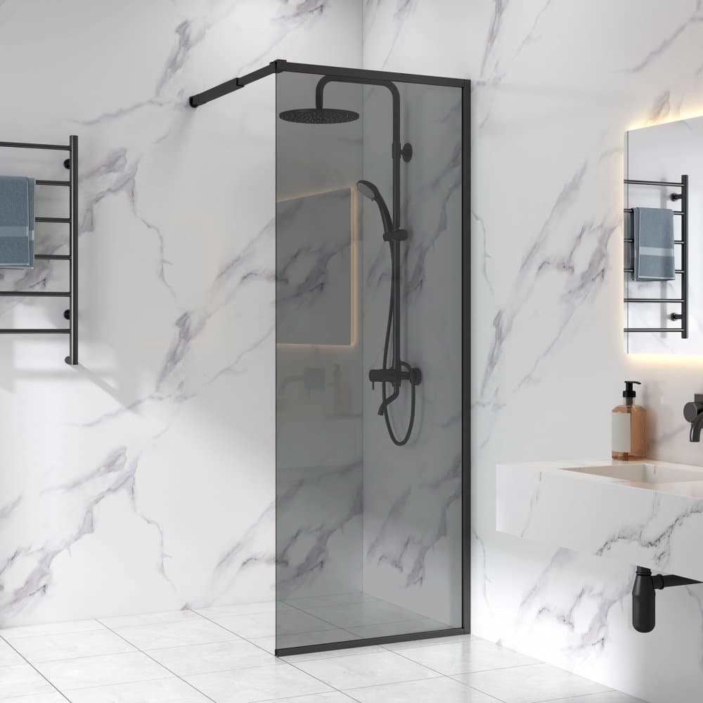 Duschvägg 70x210cm | Svarttonat säkerhetsglas | Evelyn - Svart