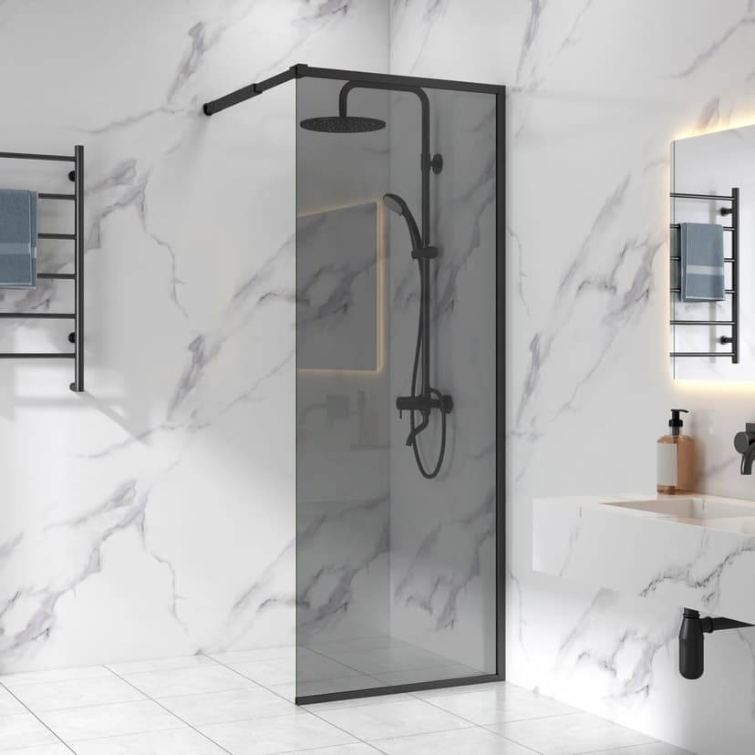 Duschvägg 70x210cm | Svarttonat säkerhetsglas | Evelyn - Svart
