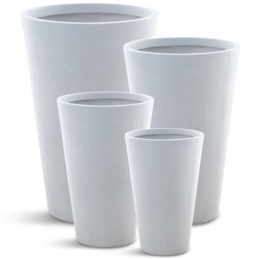 Fiberarmerad utomhuskruka - Hög rund modell - Ljusgrå