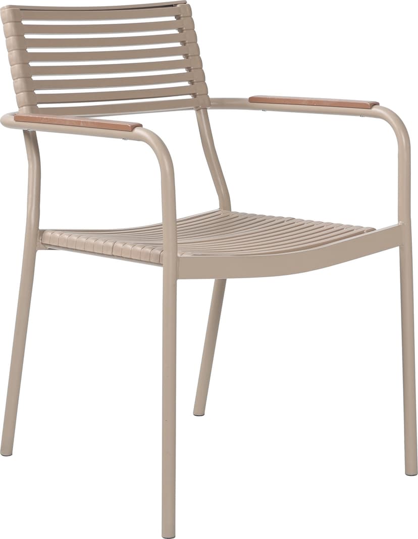 Stapelbar utestol i khaki med trälook och metallstomme | Pino
