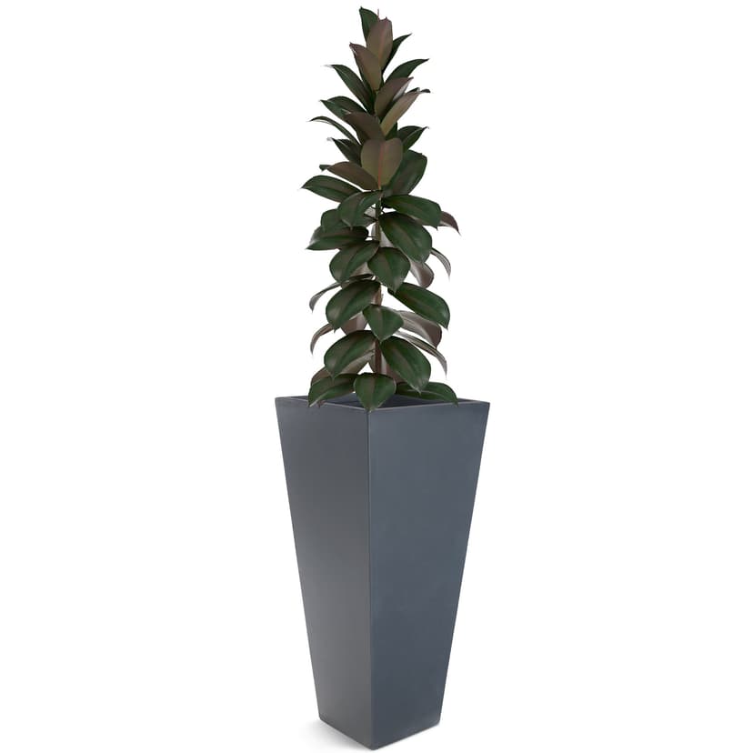 Hög fiberarmerad kruka för utomhusbruk - Granit/svart