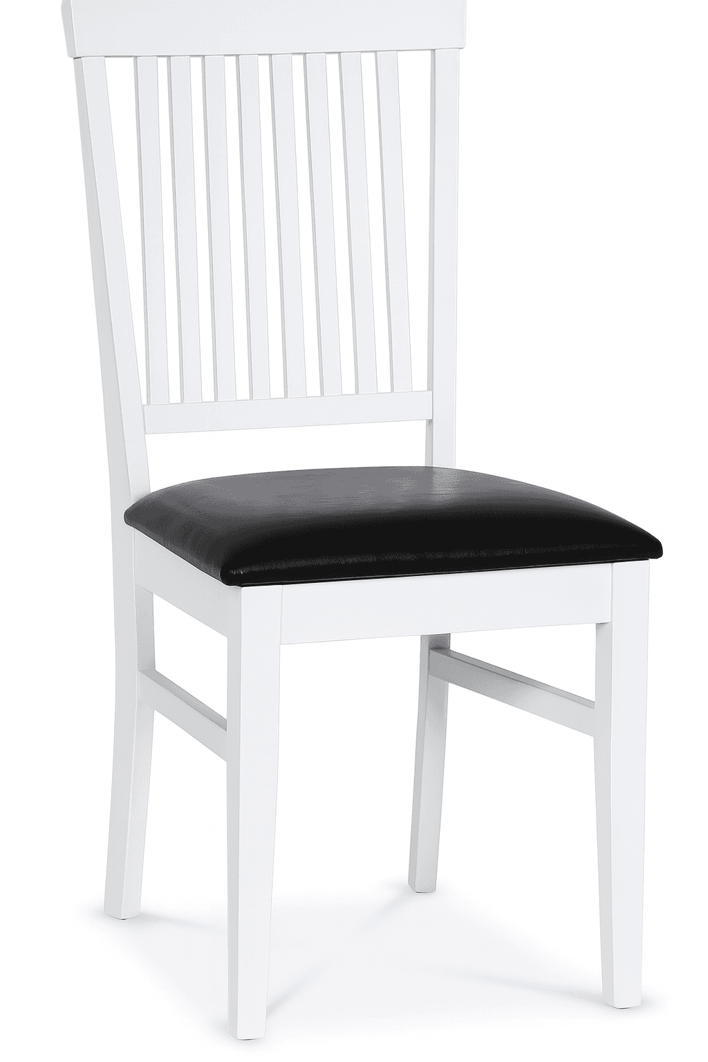 Fårö matstol | Vitlackad trästomme med svart PU-sits | Klassisk och hållbar design