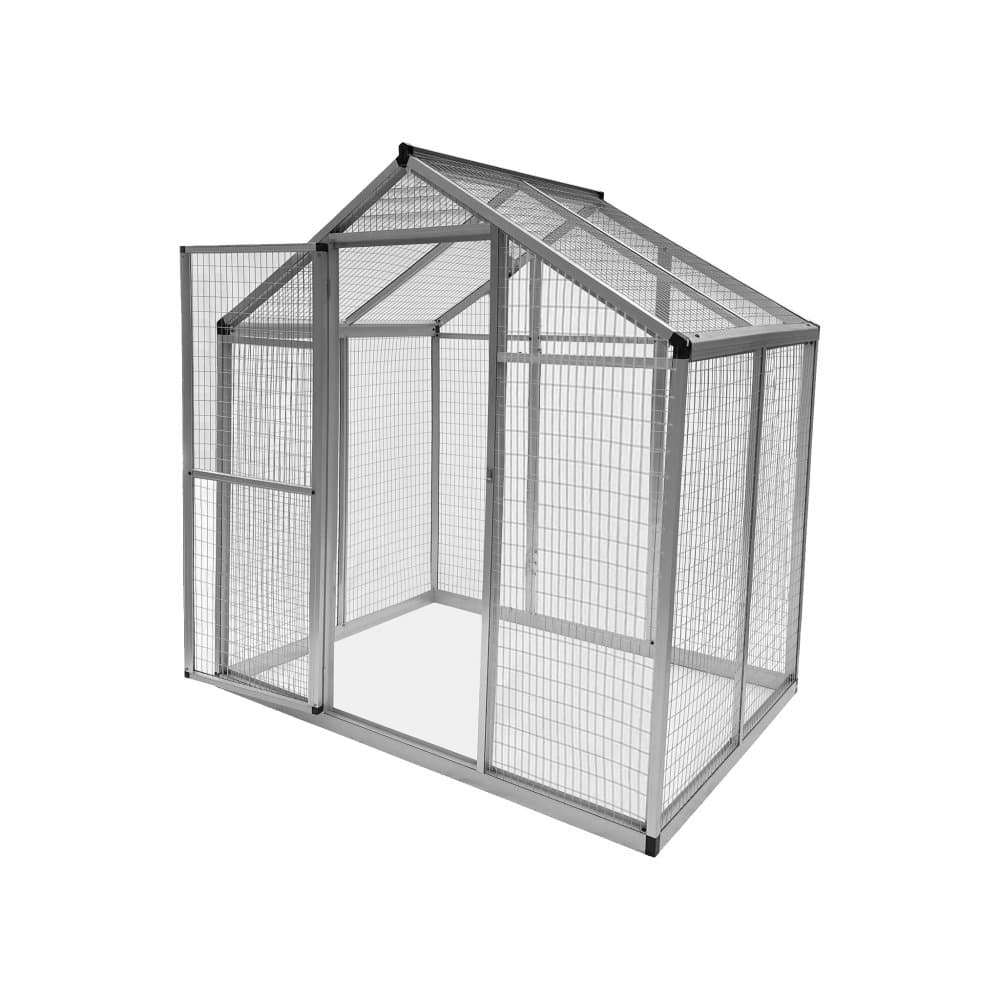 Hönshus | Fågelbur | Aluminium och Järnnät | 122x178x195cm