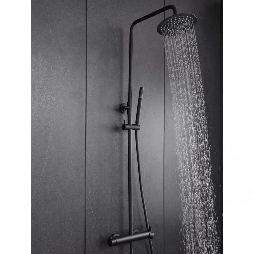 Komplett takduschset med handdusch i rundad design | Svart