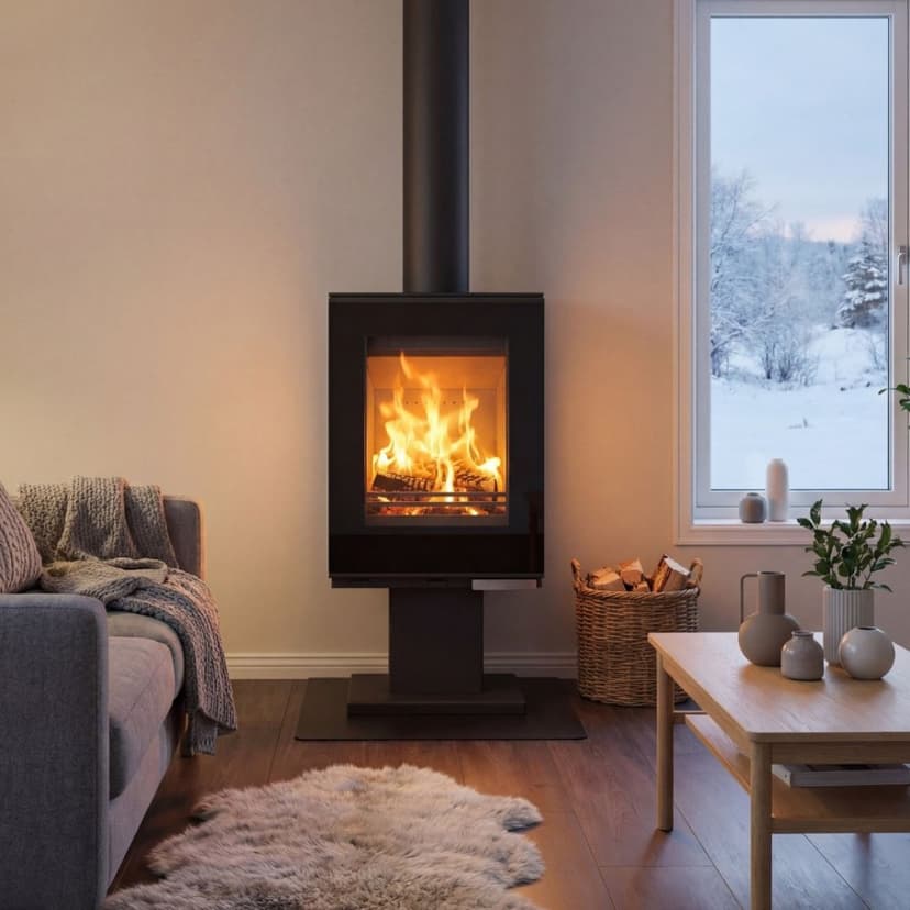 Braskamin 9 kW | Vedeldad kamin med glasfront | Raumo