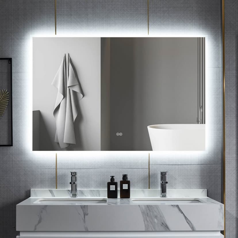 Badrumsspegel | LED-belysning och touch-styrd dimmer