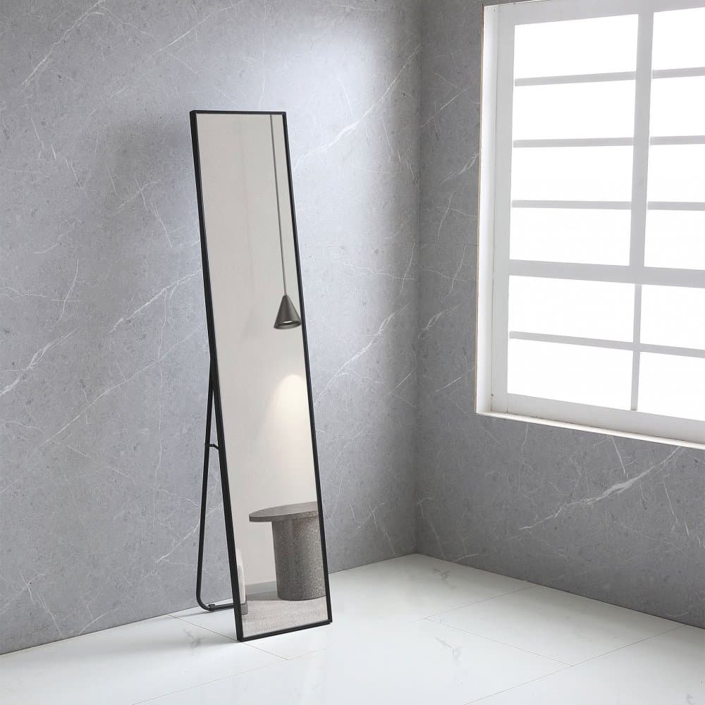 Smal helkroppsspegel 35x170 cm | Golvstående | Svart ram