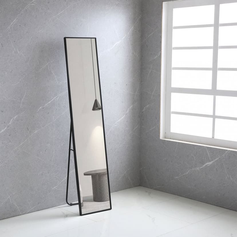 Smal helkroppsspegel 35x170 cm | Golvstående | Svart ram