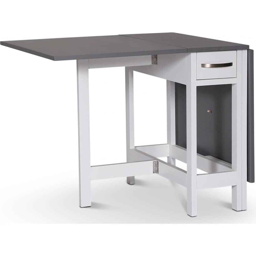 Fårö Slagbord  Vit/Grå | Hopfällbart matbord med lådor i akacia & MDF