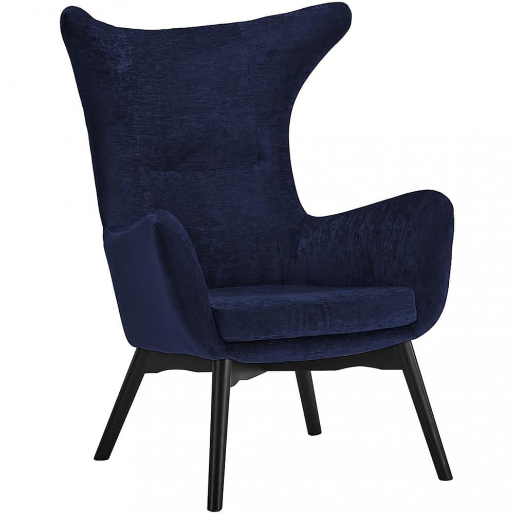 Elegant textilfåtölj med hög rygg | Mörkblå | Kim