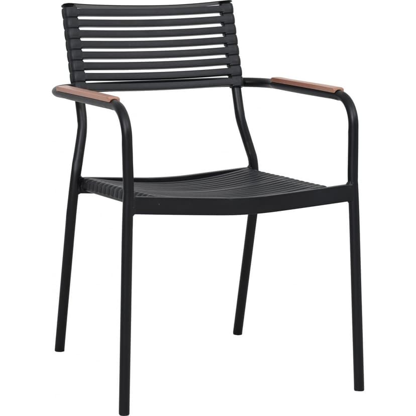 Stapelbar utestol i metall | Svart / Beige | Pino