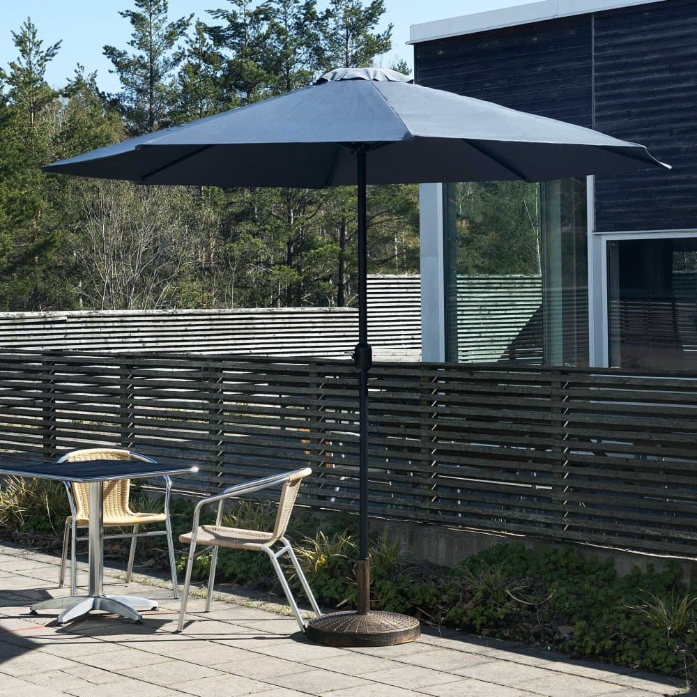 Klassiskt parasoll 3,5m med vev | Inklusive parasollfot | Antracitgrå
