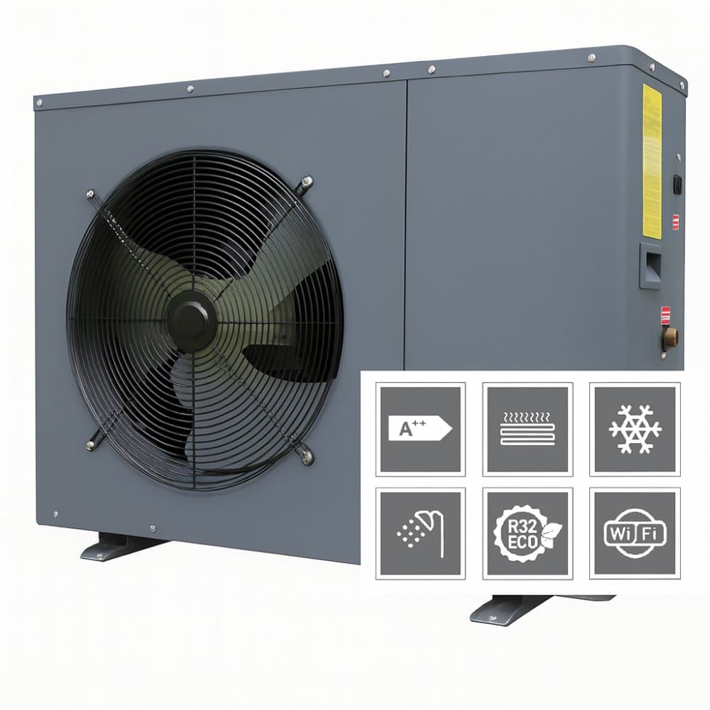 Luft/vatten Värmepump 9 kW | Värmer upp till 140 m² | A++ Energiklass | Inverter | Tyst drift