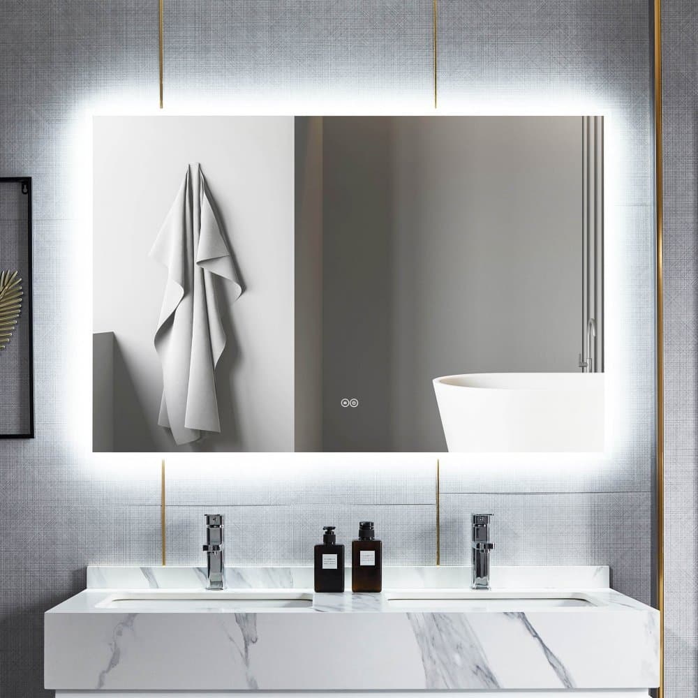 Badrumsspegel 100x80cm | LED-belysning & anti-fog