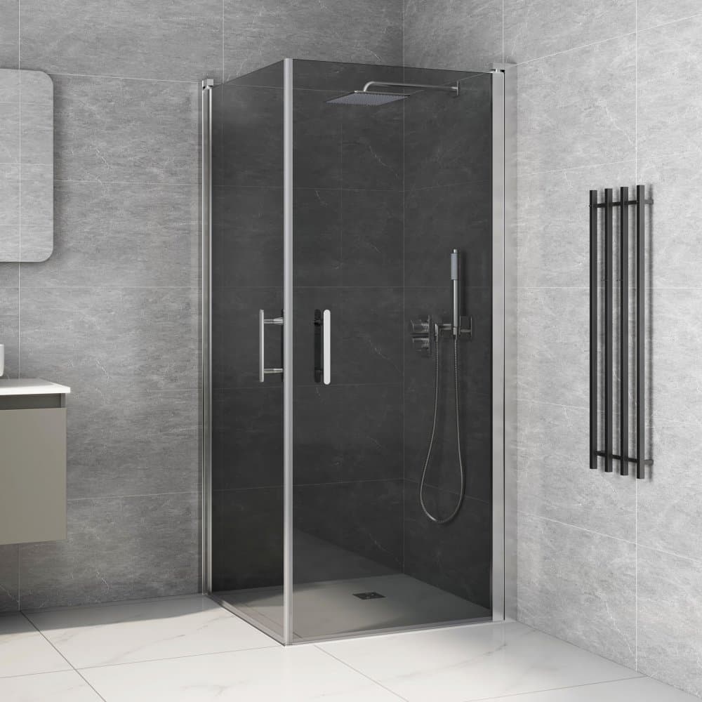 Duschhörna 80x80x200cm | Svart säkerhetsglas | Vanessa