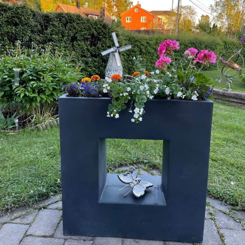Fiberarmerad kruka i exklusiv design | Granit/svart