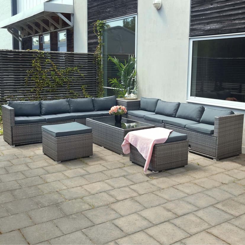 Stor loungegrupp | Tre smarta förvaringsutrymmen | Grå konstrotting