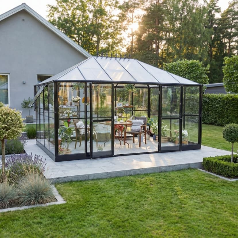 Gazebo 12 m² | 4 mm säkerhetsglas | Hållbar och stilren konstruktion