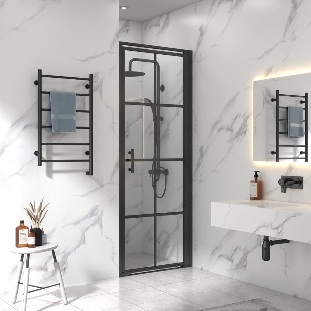 Nanobehandlad duschdörr 70x200cm | 6mm säkerhetsglas | Svart