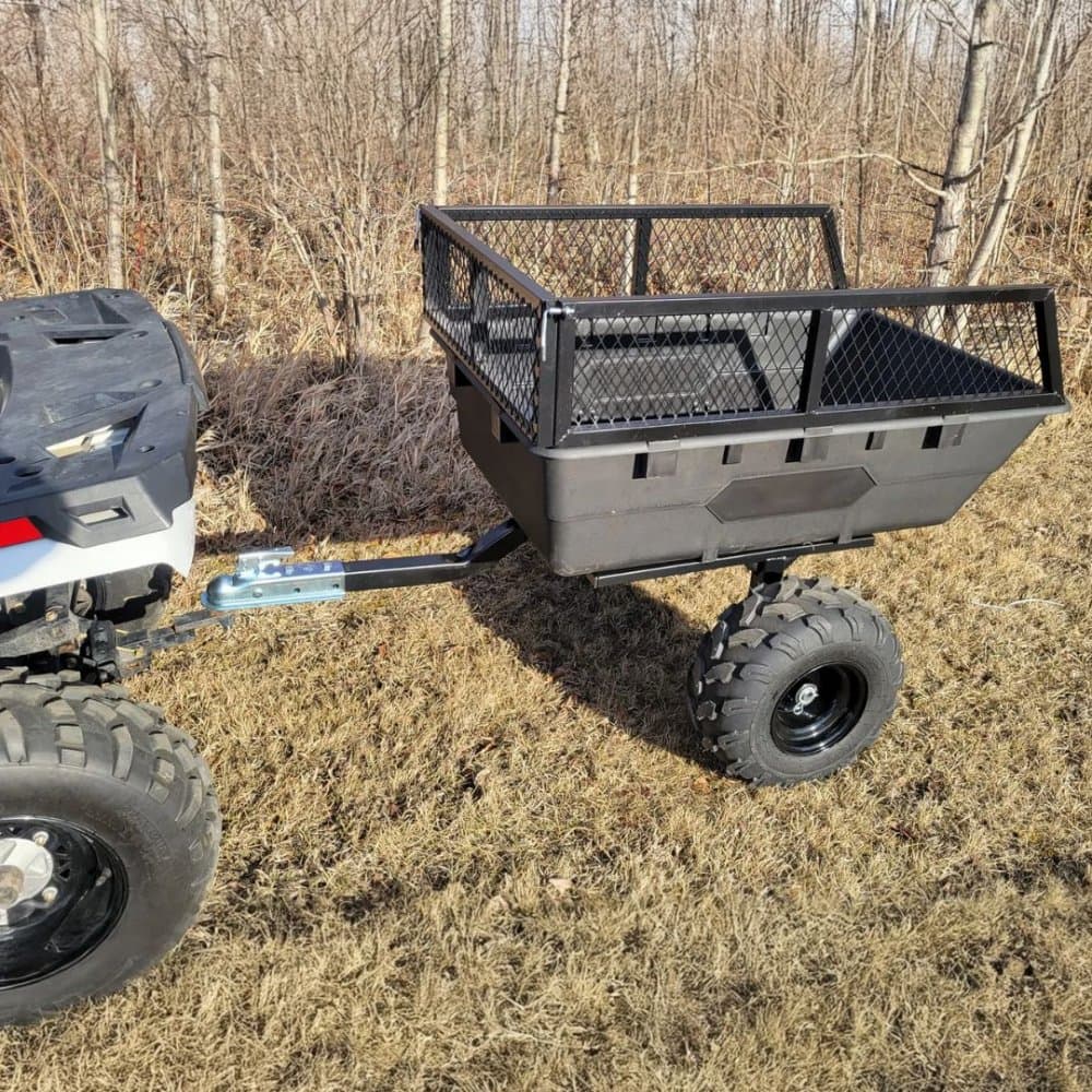 Robust ATV-Vagn med mesh | 700KG Lastkapacitet & terränghjul | Svart