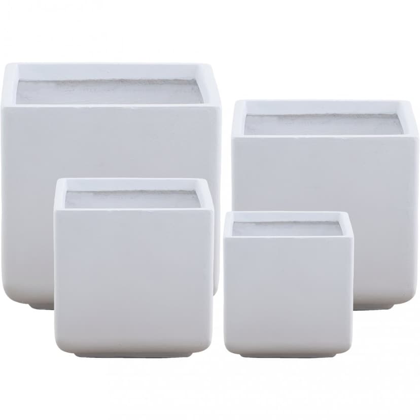 Fiberarmerad utekruka | Kubformad | 25cm | Vit