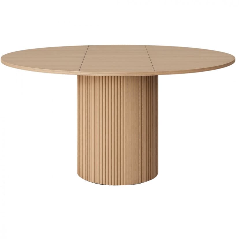 Matbord Nova Ø130170 cm | Runt matbord med iläggsskiva i Whitewash