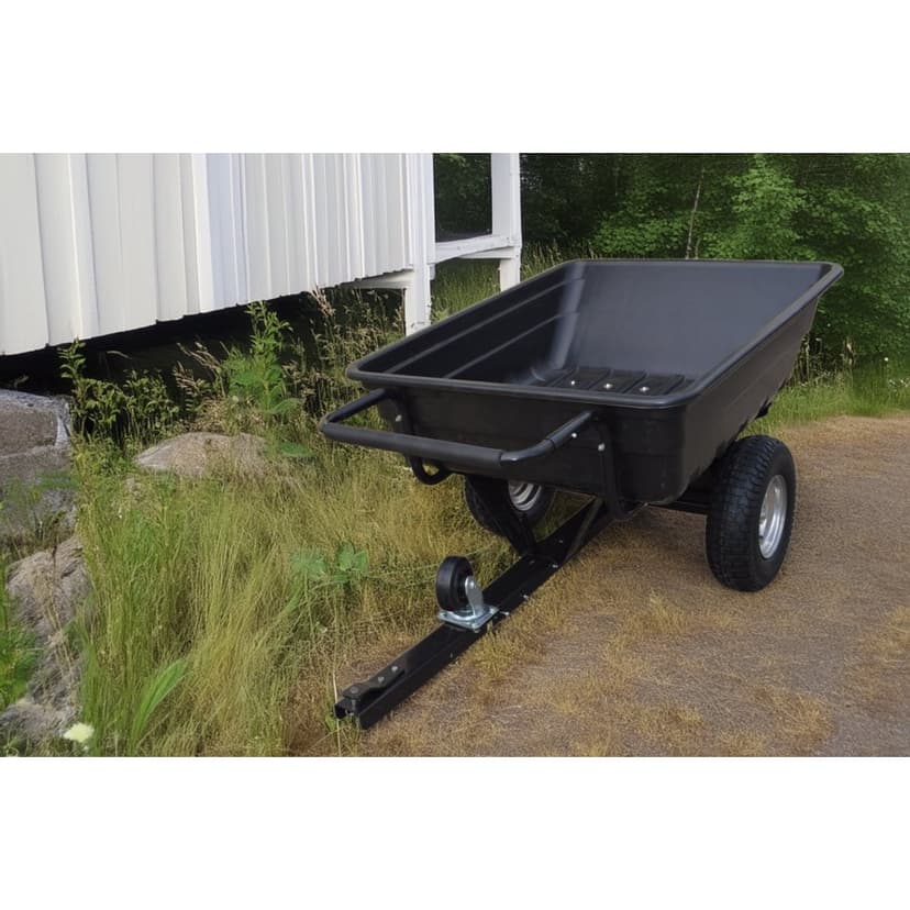 Transportvagn med tippfunktion | 300KG Lastkapacitet & terränghjul | Skjut & dragbar |  Svart