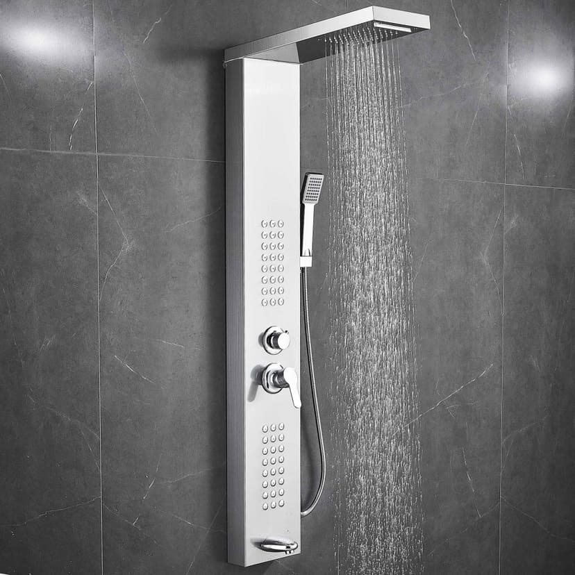 Duschpanel i borstat rostfritt stål | Hanna